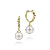 Gabriel & Co. Fashion 14K Yellow Gold Bujukan Pearls Drop Huggie Earrings