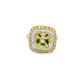 Estate Cushion Peridot Halo Ring