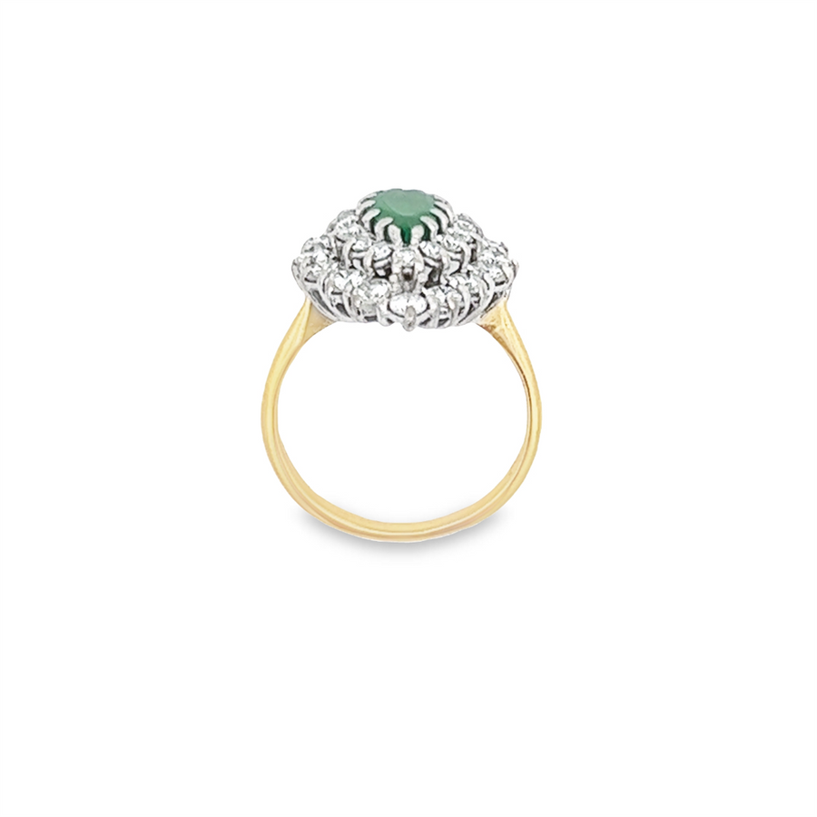 Estate Pear Shape Emerald Double Diamond Halo Ring
