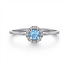 Gabriel & Co. Fashion 14K White Gold Blue Topaz and Diamond Halo Promise Ring