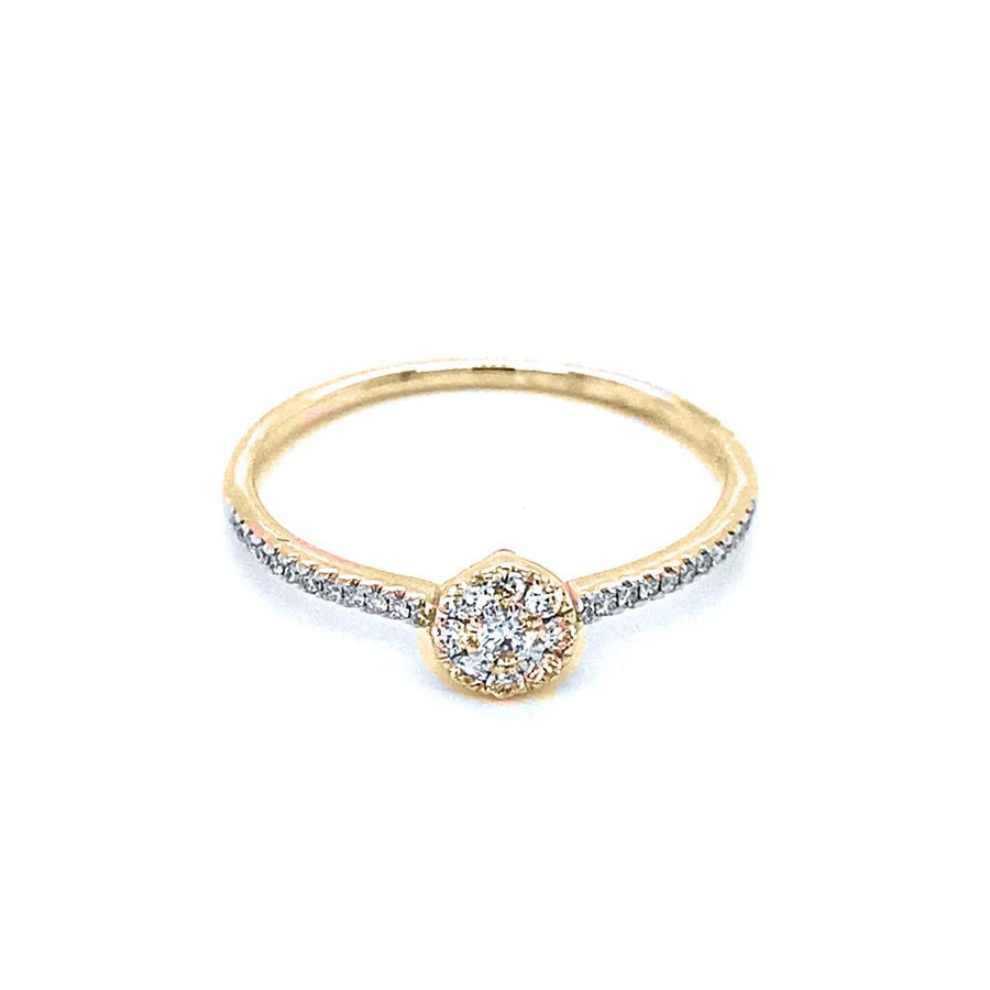 Lady's Yellow Polished 14 Karat Cluster Engagement Ring With 33=0.17Tw