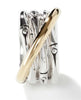 John Hardy 18 Karat Yellow Gold and Sterling Silver Bamboo Crossover Ring