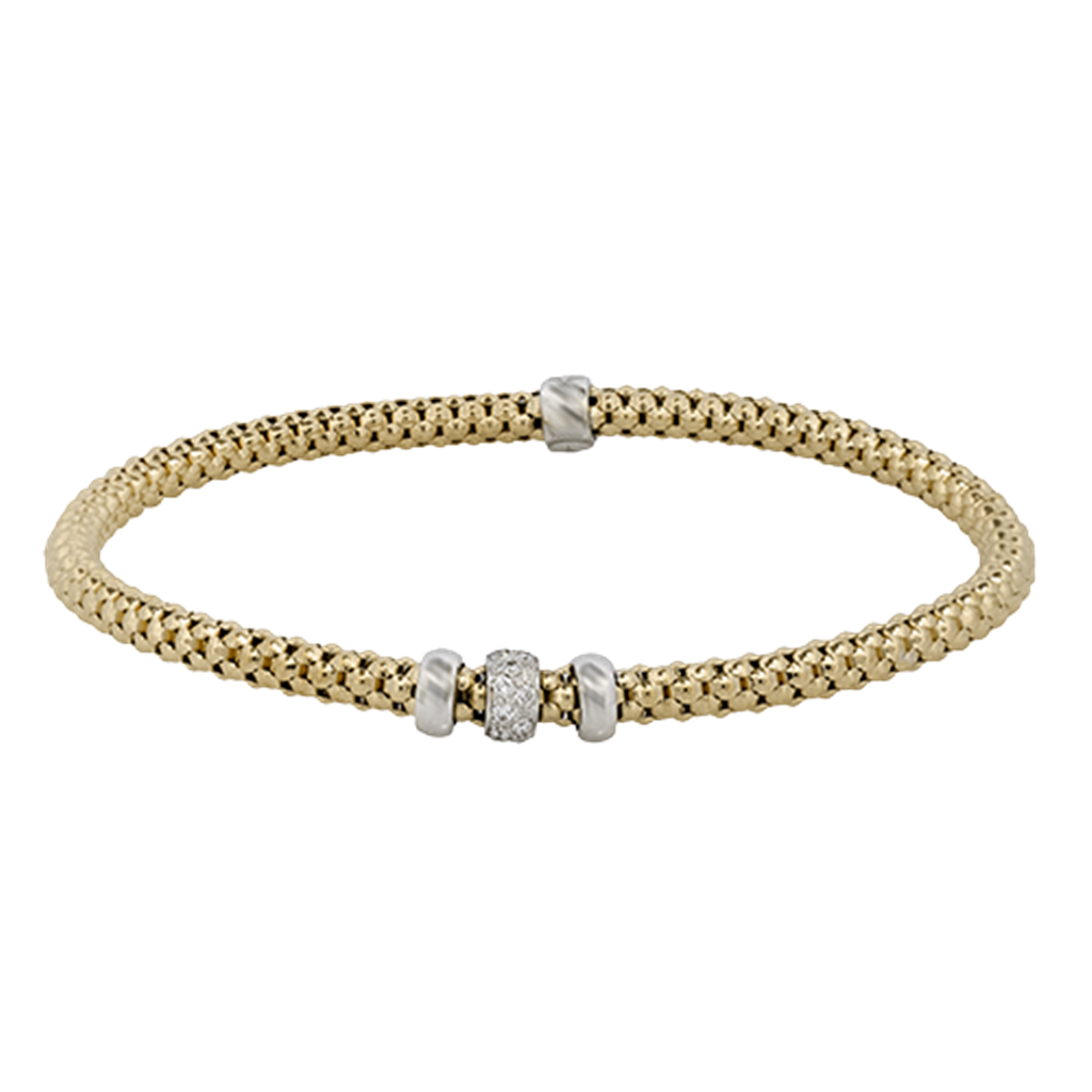 Lady's Two-Tone 18 Karat 4MM Woven Bracelet