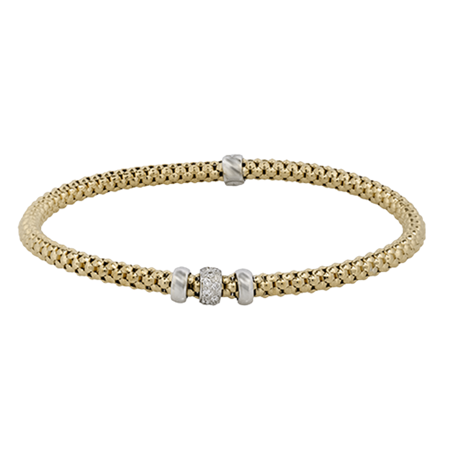 Lady's Two-Tone 18 Karat 4MM Woven Bracelet