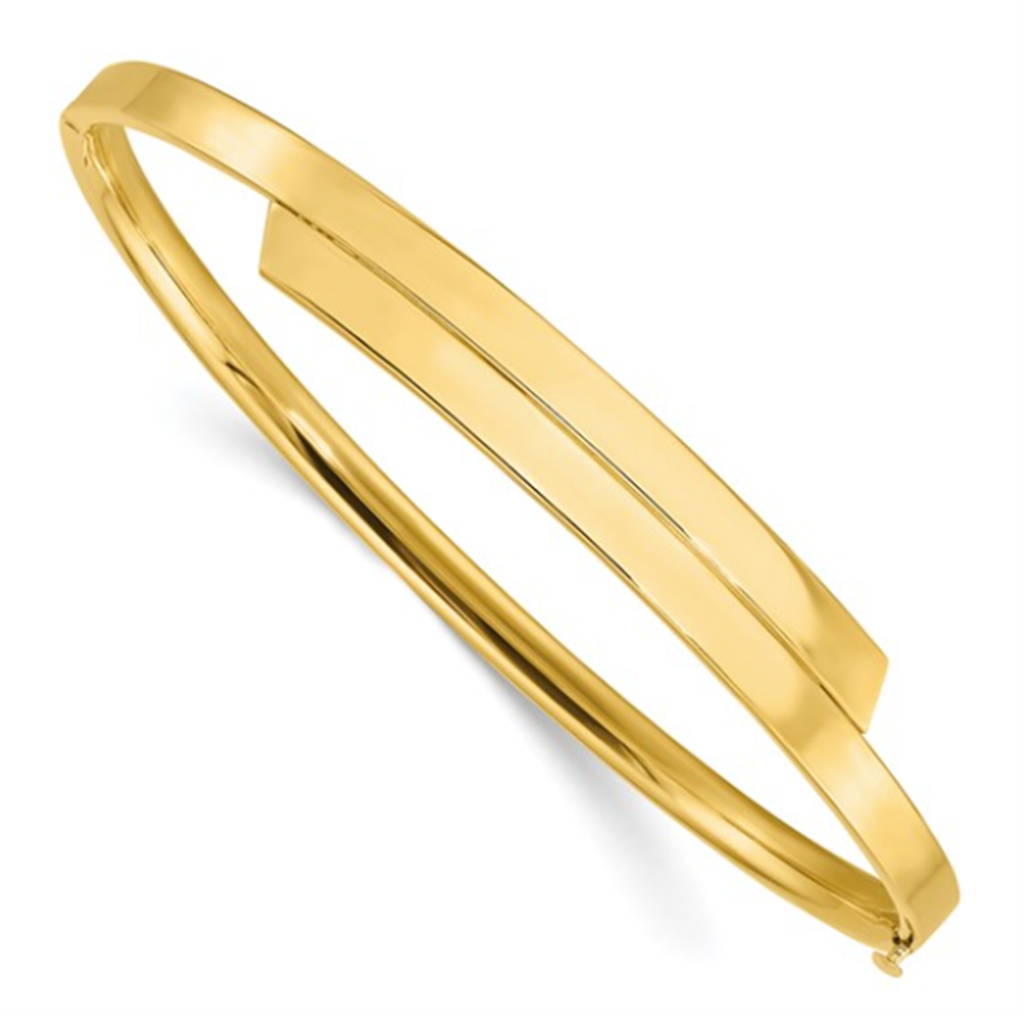 Yellow 14 Karat Overlap Hinged Bangle Bracelet Gram Weight: 6.1