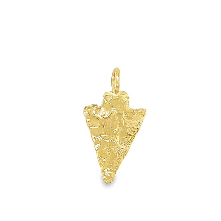 Yellow 14 Karat Hammered Arrowhead Pendant