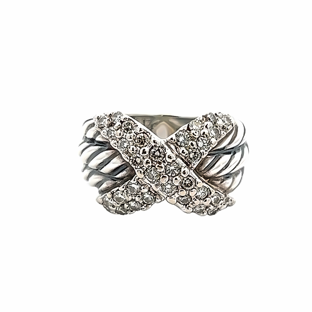 Estate David Yurman "X" Diamond Ring