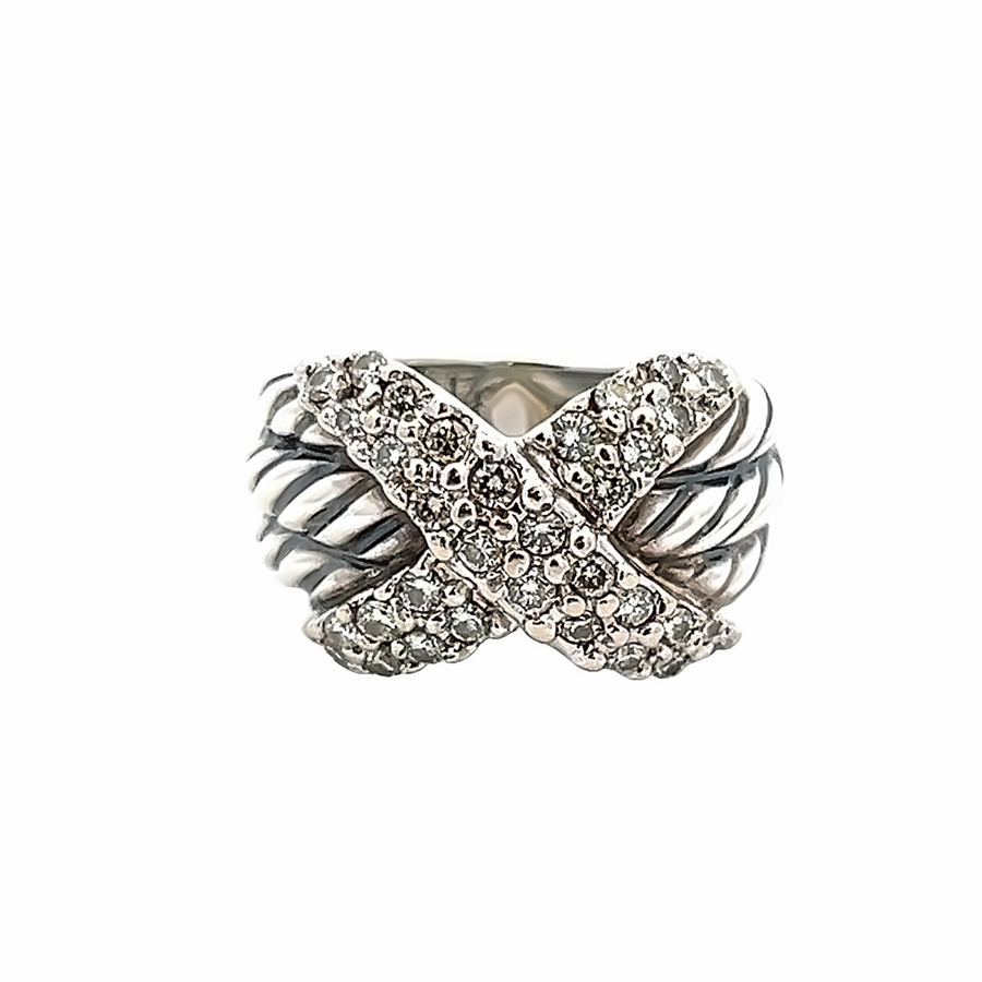 Estate David Yurman "X" Diamond Ring