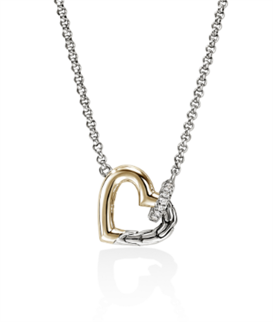 Two-Tone Sterling Silver And 14K Yellow Gold Interlocking Heart John H