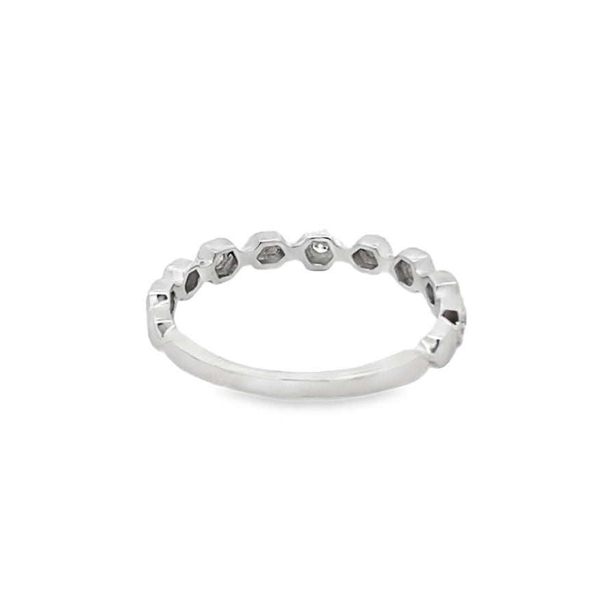 Lady's White 14 Karat Hexagon Station Wedding/Anniversary Ring Size 6.
