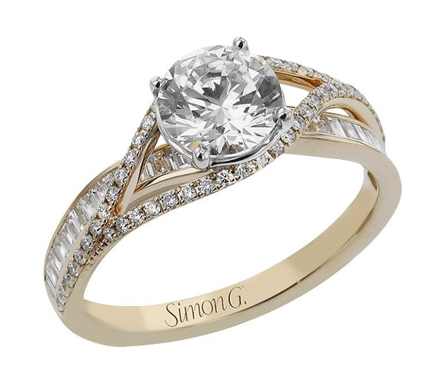 Simon G. 3 Row Diamond Bypass Engagement Ring Mounting