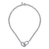 Lady's Sterling Silver Link Chain Necklace With Polished And Bujukan O