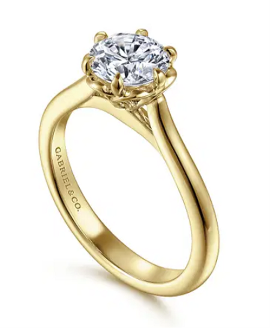 Gabriel & Co Bridal Solitaire with Floral Basket Engagement Ring Mounting