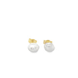 Yellow 14 Karat Tennessee Pearl Stud Earrings Estate Jewelry 2 = 5.65x