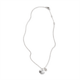 John Hardy Dot Hammered Silver Diamond Pave (0.1ct) Pendant on 1.8mm Rolo Chain Necklace