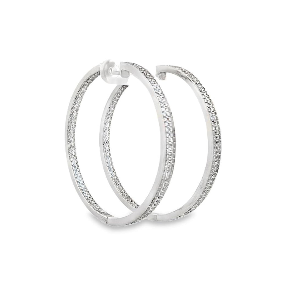 Double Row Diamond Hoop Earrings