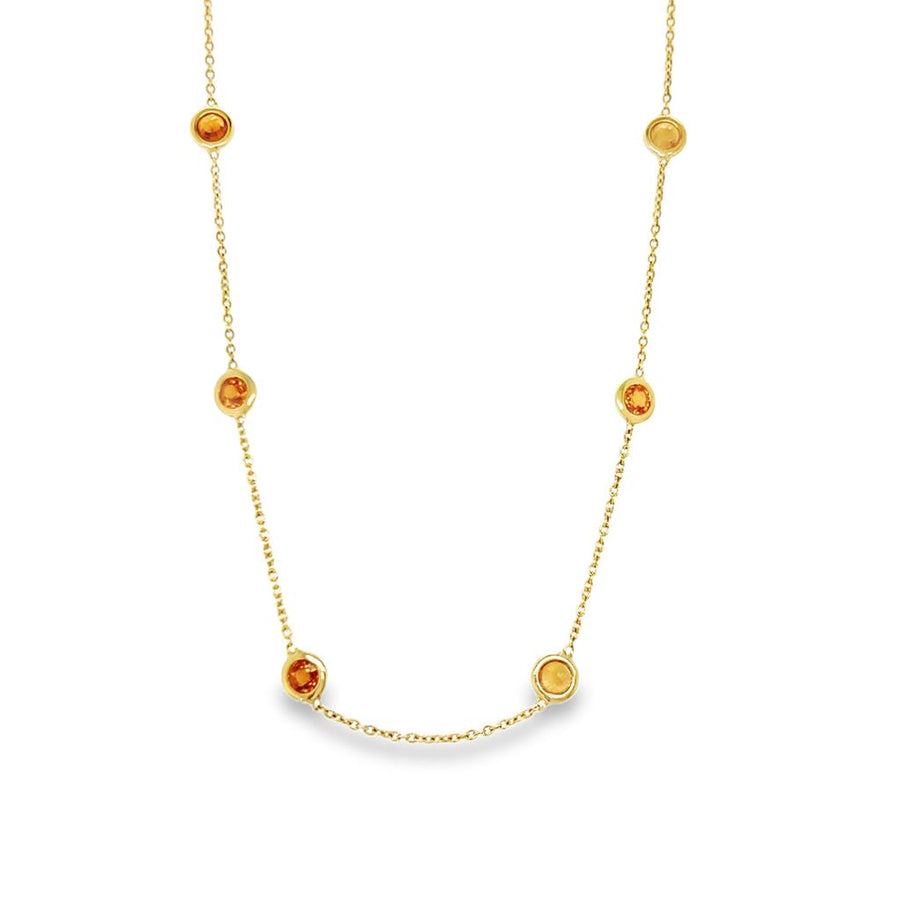 Lady's Yellow 14 Karat Bezel Station Necklace Length 24 17 = 5.75tw Ro