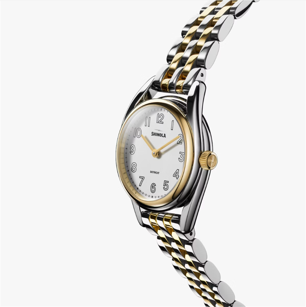 The Derby Watch with White Face and Two Tone Bracelet