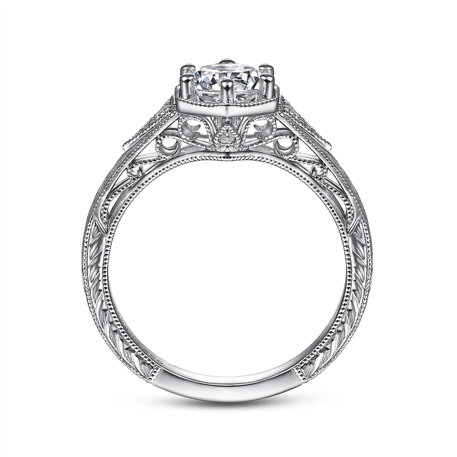 Gabriel & Co. Priya - Vintage Inspired Engraved Diamond Engagement Ring Mounting