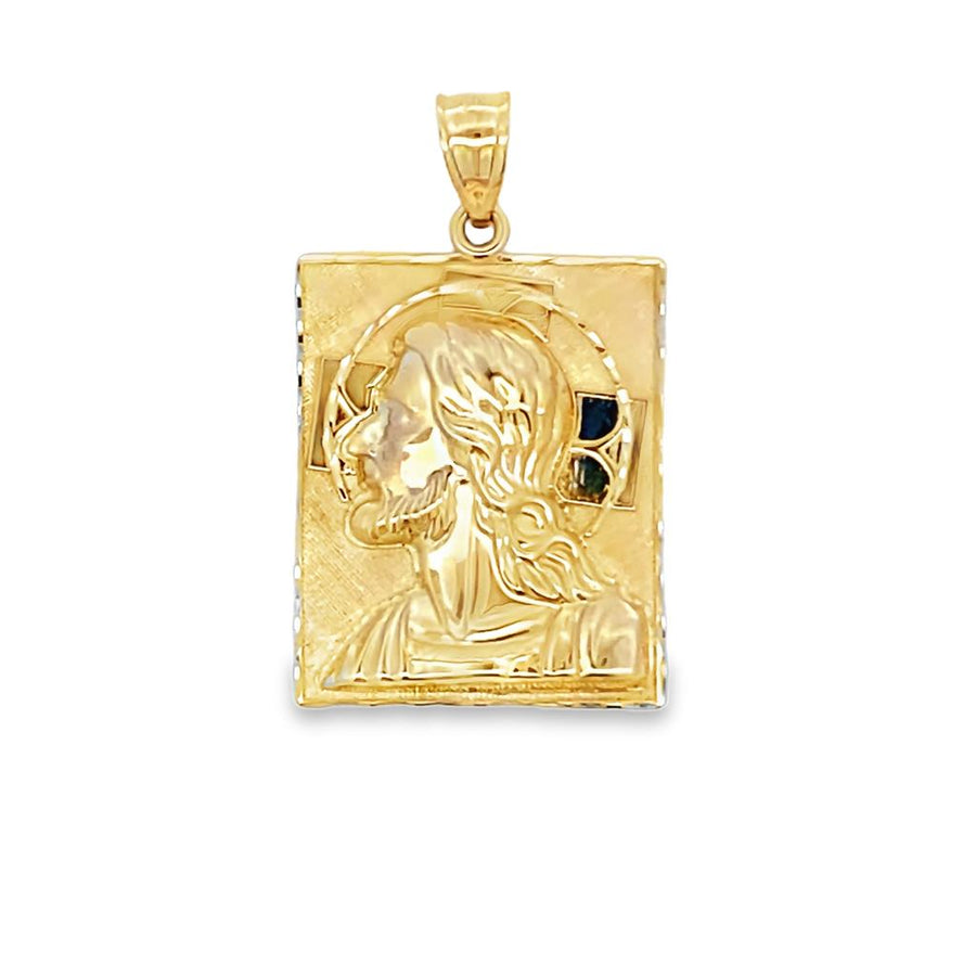 37.70x22.37mm Polish/Satin 3D Jesus Pendant With John 14:6 Verse On Ba