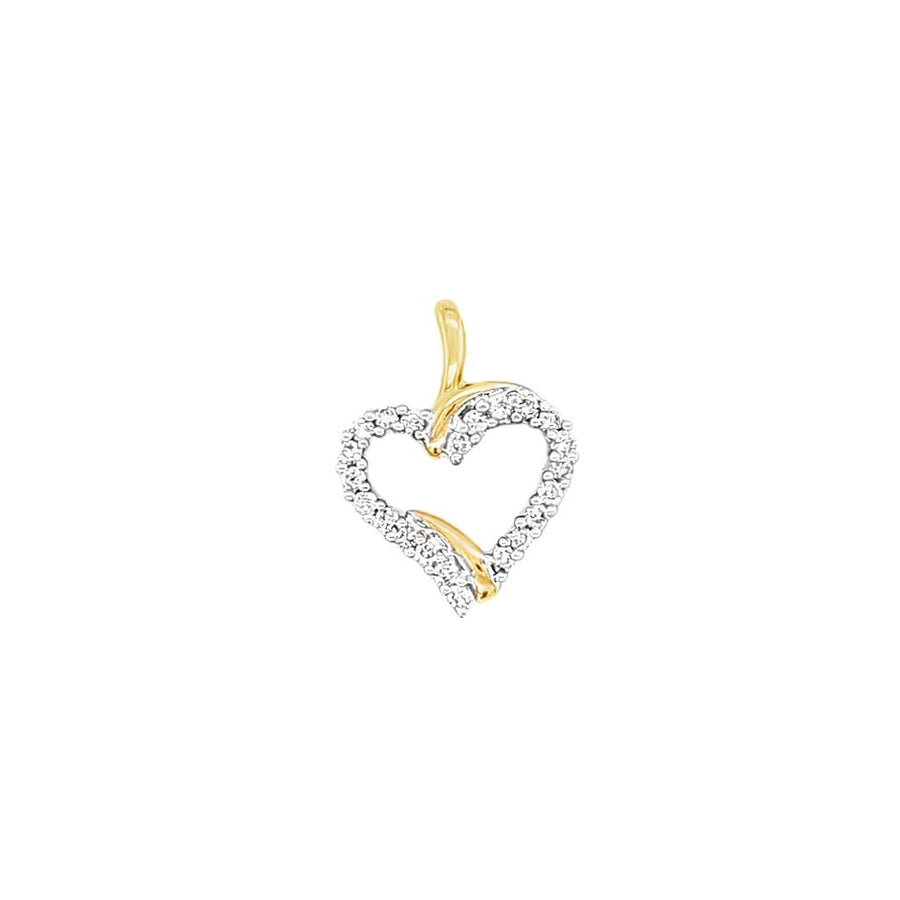 Two-Tone 14 Karat 18.30X14mm Diamond Heart Pendant With A 1.05mm Bail
