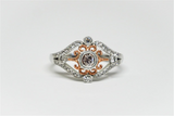 14k White and Rose Bezel Set Ring with 1=0.16 ct. Natural Light Pink C