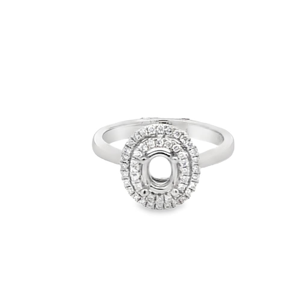 Lady's White 18 Karat Double Oval Halo Ring