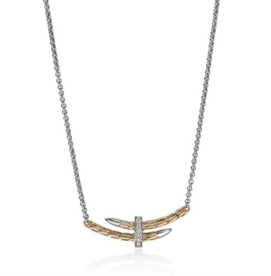 Two-Tone 14K/Sterling Silver Spear Station Necklace John Hardy With 8