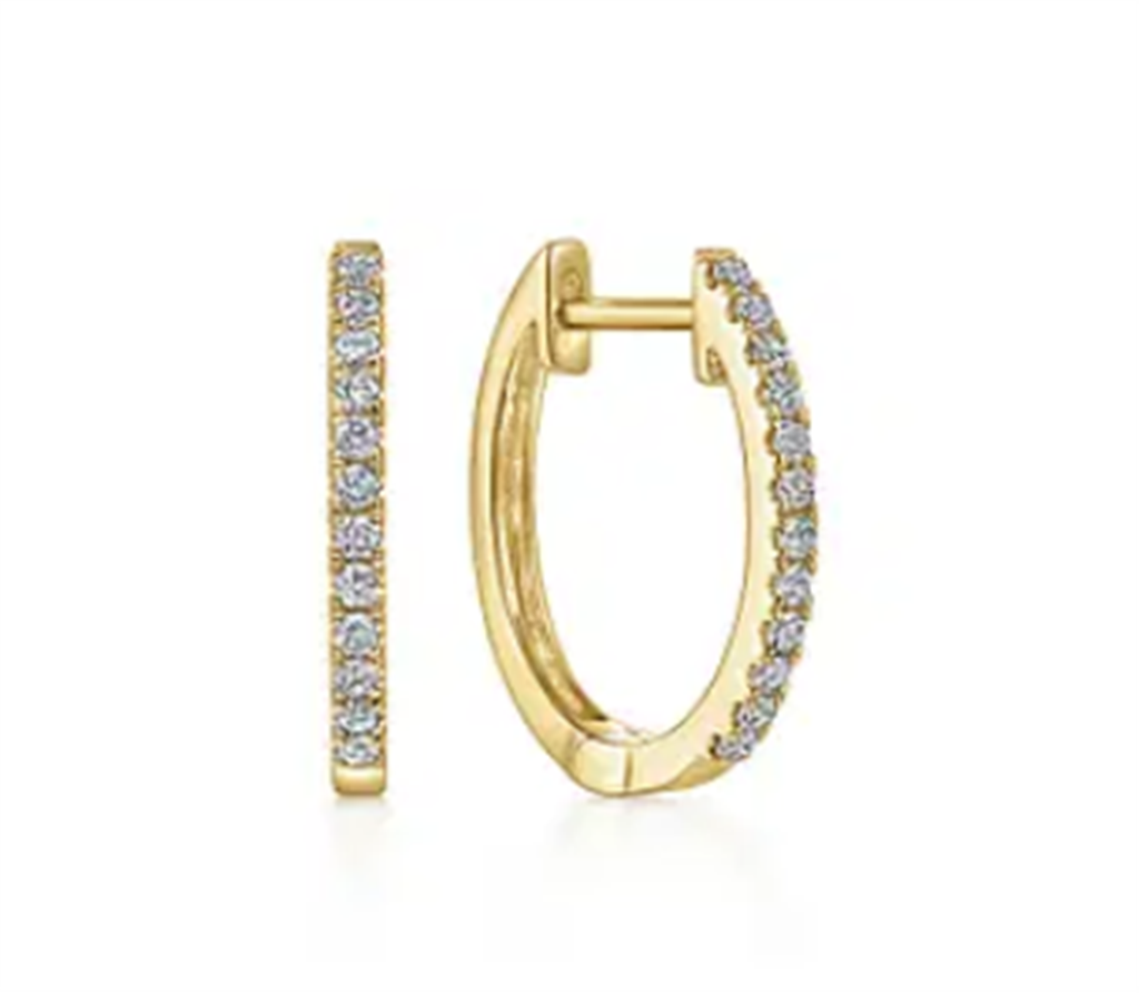 Gabriel & Co Lady's Pave Diamond Huggie Hoop Earrings