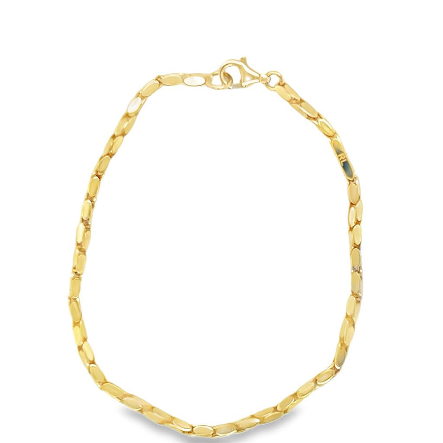 Yellow 14 Karat 3mm Oval Popcorn Bracelet Length 7 Designer: Armadani