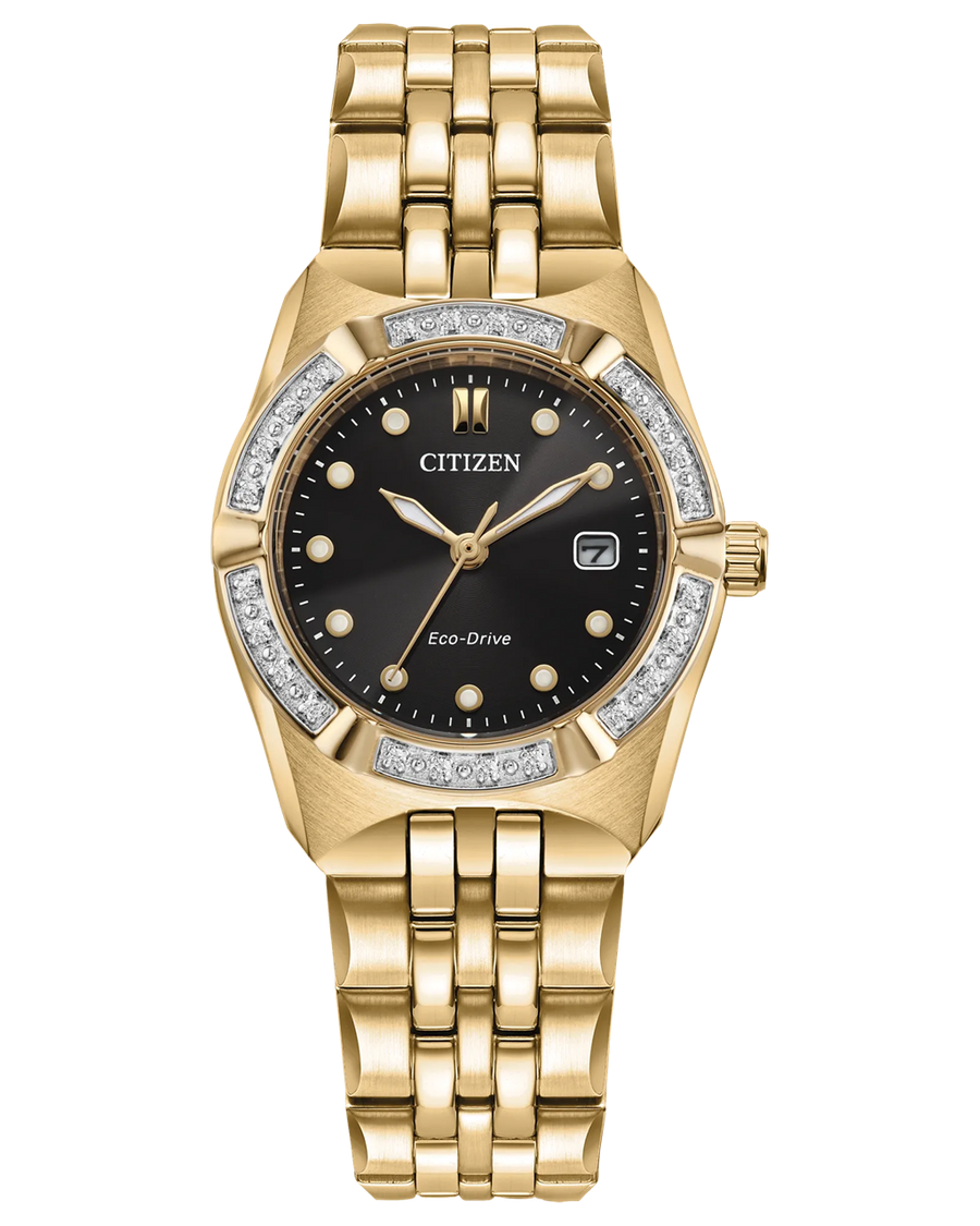 Yellow Gold-Tone Stainless Steel Ladies Citizen Watch with Crystal Bez