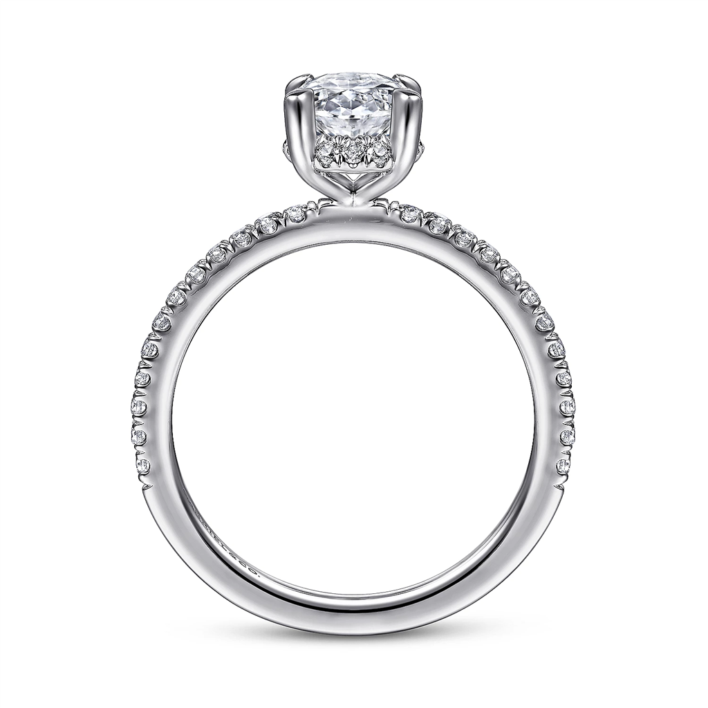 Gabriel & Co. Hart - 14K White Gold Hidden Halo Oval Diamond Engagement Ring Mounting