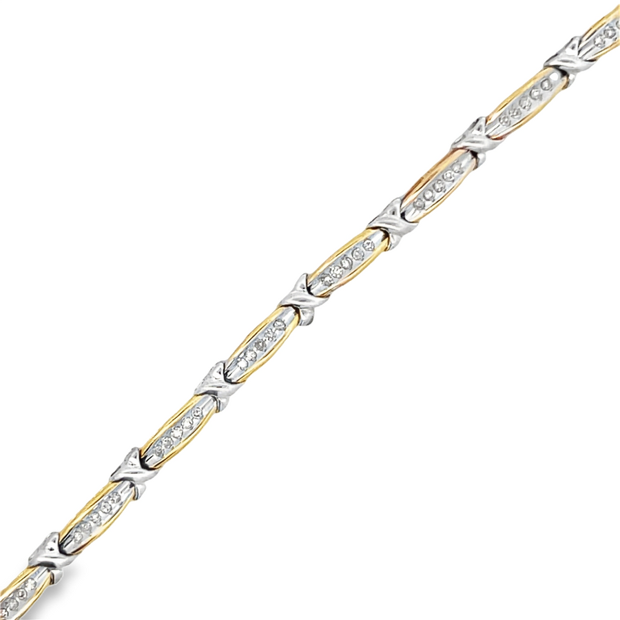 Two-Tone 14 Karat Two Toned Channel Set Diamond Line Bracelet Estate J