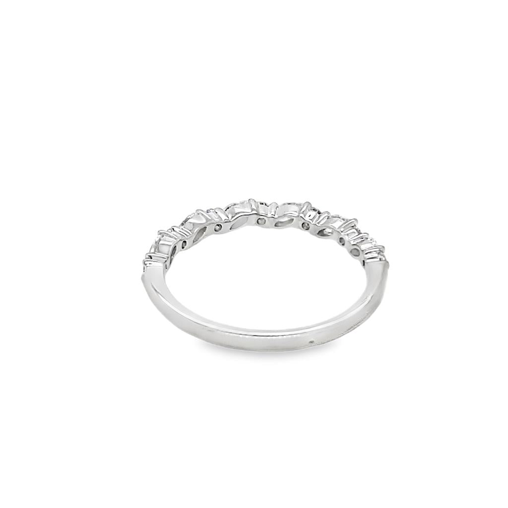 Lady's White 18 Karat Band Wedding/Anniversary Ring Size 6.5 With 6 =