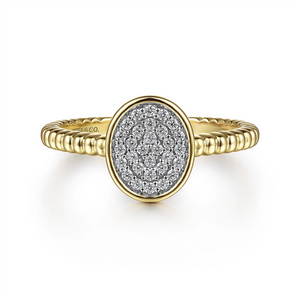 Gabriel & Co. Fashion 14K Yellow Gold Diamond Pave Oval Ring