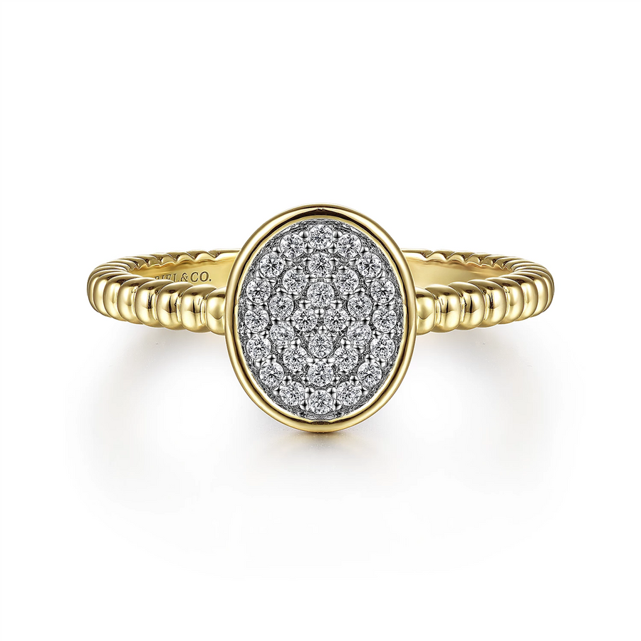 Gabriel & Co. Fashion 14K Yellow Gold Diamond Pave Oval Ring