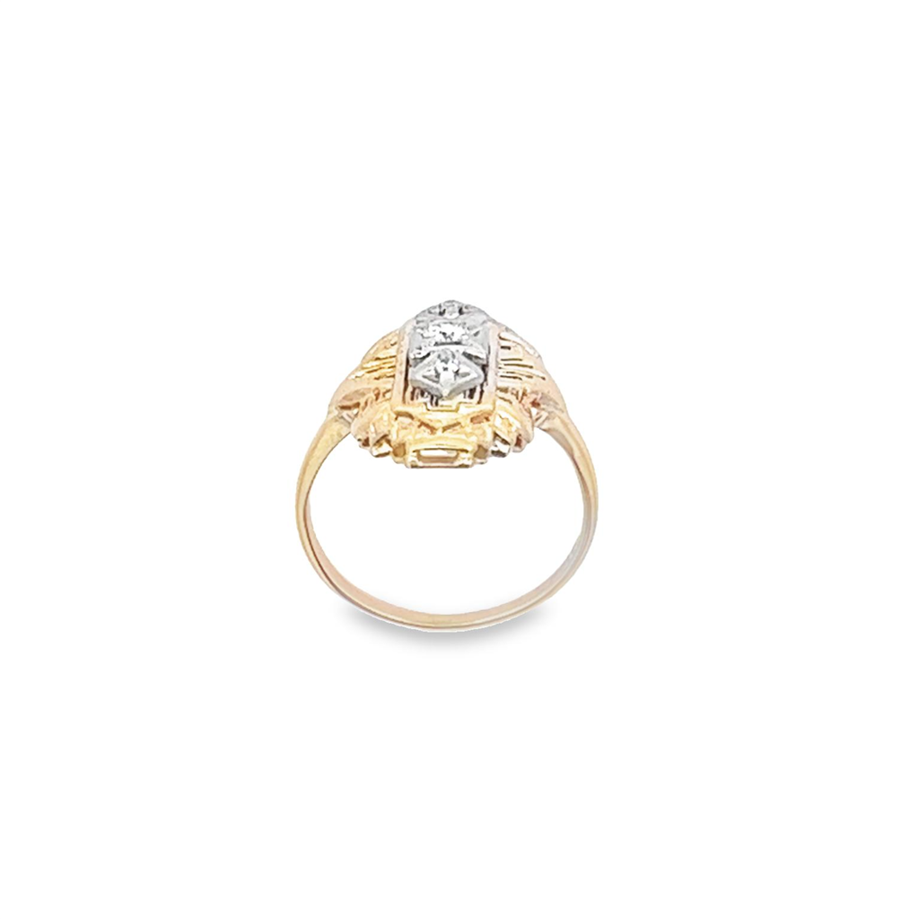 Estate Two-Toned Vintage Three Stone Ring