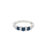 Lady's White 14 Karat Milgrain Engraved 3 Stone Wedding/Anniversary Ri