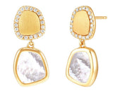 Lady's Yellow 14 Karat Satin Drop Dangle Earrings 40 = 0.25tw Round Di