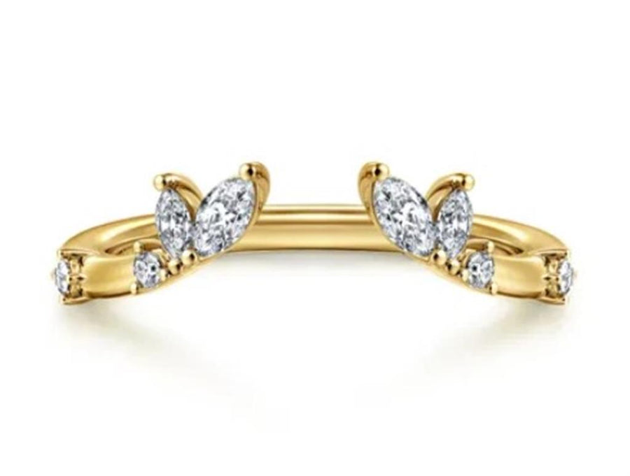 Lady's Yellow 14 Karat Curved Open Wedding/Anniversary Ring Size 6.5 8