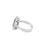 18 Karat White Gold Diamond And Black Enamel Ring Estate Memo Size 6 W