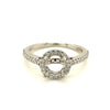 Estate White 14 Karat Round Diamond Halo Semi-Mount Ring