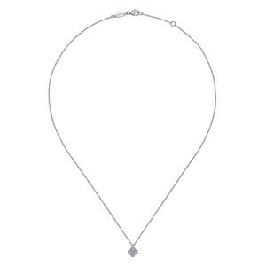 Gabriel & Co. Fashion 14K White Gold Diamond Clover Pendant Necklace