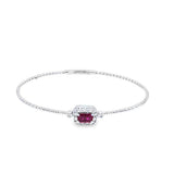 White 14 Karat Halo/Beaded Bracelet Length 6.75 one = 0.49CT Emerald R