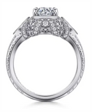 Gabriel & Co. Sapphire and Diamond Engraved Vintage Style Engagement Ring Mounting