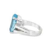 Estate Split Shank Diamond and Aquamrine Ring