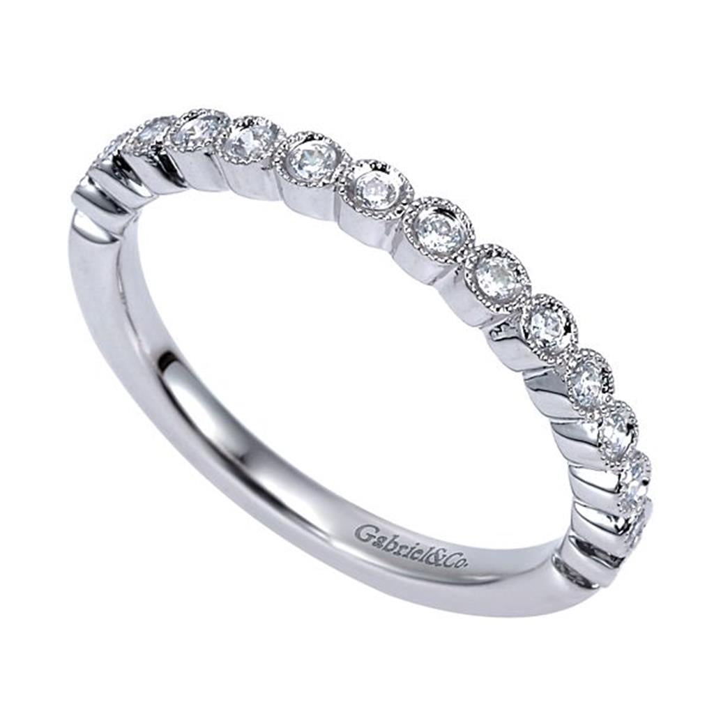 Gabriel & Co Lady's Milgrain Bezel Set Diamond Wedding Band