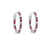 Ruby and Diamond Inside/Outside Hoop Earrings