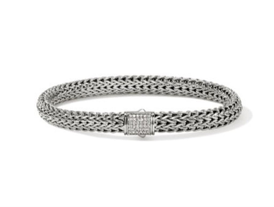 Sterling Silver 6.5Mm Icon Bracelet with Pusher Clasp John Hardy With