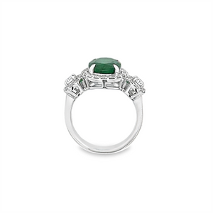 Estate Oval Emerald & Oval Diamond Halo Ring